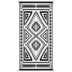 Reversible Outdoor Rug, Waterproof Plastic Straw with Carry Bag, 9' x 18', Black & White Square Patchwork
