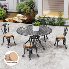 Patio Chair Cushions Set of 4 Round Seat Cushions for Dining Bistro Chairs Machine Washable, 15" x 15" x 3", Khaki