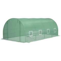 Steel Frame Walk-In Tunnel Greenhouse Garden Warm House Large Hot House Kit with Windows & Door, 19' x 10' x 7', Green