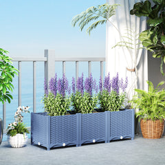 Plastic Raised Garden Bed, 4 x 1 x 1 ft Outdoor Flower Box with Drainage Holes for Vegetables, Herbs, Blue