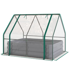 4 x 3ft Raised Garden Bed with Mini Greenhouse, Galvanized Raised Garden Bed with Cover, Clear and Dark Gray