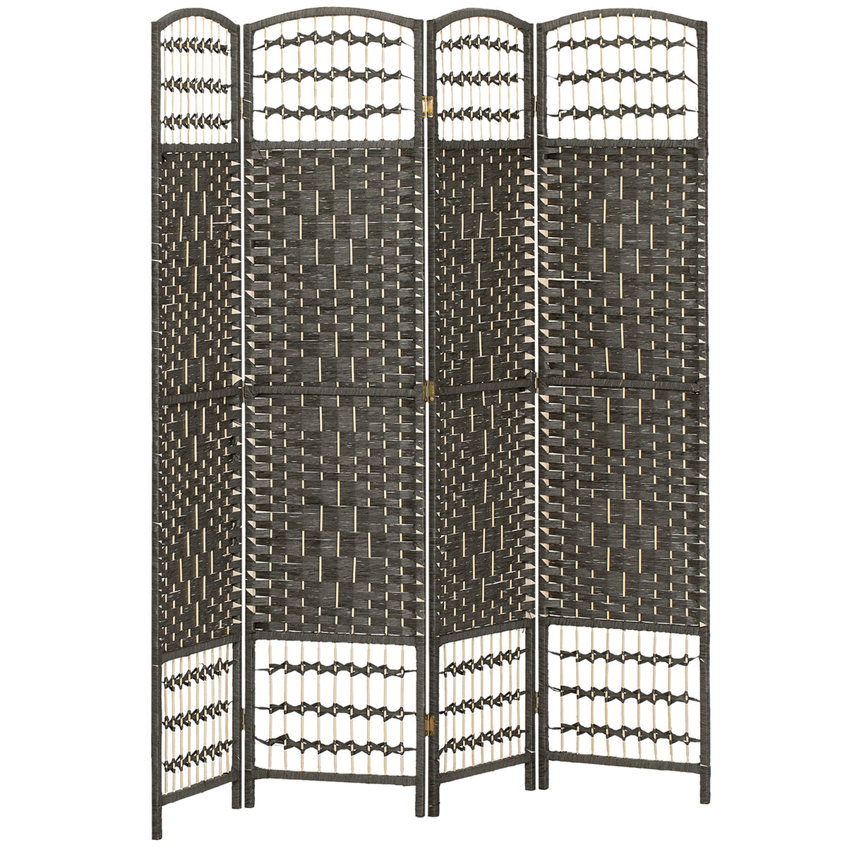 4 Panel Room Divider, Folding Screen, 5.6', Dark Gray