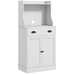 Kitchen Microwave Cabinet with Drawer, Cabinet and Adjustable Shelf, Buffet Cabinet with Hutch for Dining Room, White