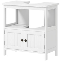 Pedestal Sink Storage Cabinet, Bathroom Under Sink Cabinet with 2 Doors and Open Shelf, Bathroom Vanity, White
