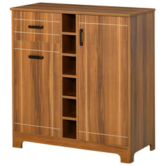 Retro Wine Cabinet for 6 Bottles, Wine Rack Sideboard Serving Bar with Glass Holders and 1 Drawer, Brown