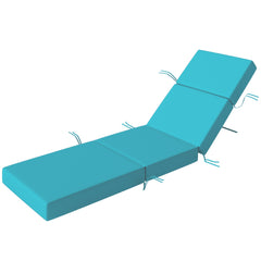 Chaise Lounge Cushion, 4" Thick Outdoor Lounge Chair Cushion with Ties for Patio, 21" x 72 ", Blue