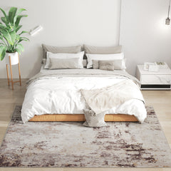 Machine Washable Area Rug 5x7, Non-Slip Modern Abstract Floor Carpet for Living Room, Bedroom, Dining Room, Mixed-Brown