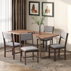 Modern Dining Chairs Set of 4, Linen Fabric Kitchen Chairs with Rubberwood Legs for Dining Room, Living Room, Gray