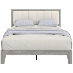 Full Bed Frame with Headboard Full Size Platform Bed Frame with Wooden Slats No Box Spring Needed Easy Assembly Gray