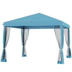 10' x 10' Pop Up Canopy Tent with Netting, Instant Gazebo, Screen House Room with Carry Bag, Height Adjustable, for Outdoor, Garden, Patio, Camping, Light Blue