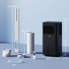 8,000 BTU Portable Air Conditioner Fan w/ Remote for Rooms Up to 344 Sq. Ft., Evaporative Cooler AC Unit Black
