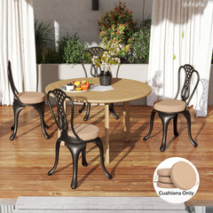 Patio Chair Cushions Set of 4 Round Seat Cushions for Dining Bistro Chairs Machine Washable, 15" x 15" x 3", Khaki