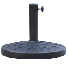 18" 26 lbs Round Resin Umbrella Base Stand Market Parasol Holder with Beautiful Decorative Pattern & Easy Setup, for Φ1.5", Φ1.89" Pole, for Lawn, Deck, Backyard, Garden, Bronze