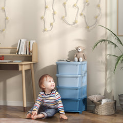 30" 4 Tier Kids Storage Unit Dresser Tower w/ 4 Drawers, Blue
