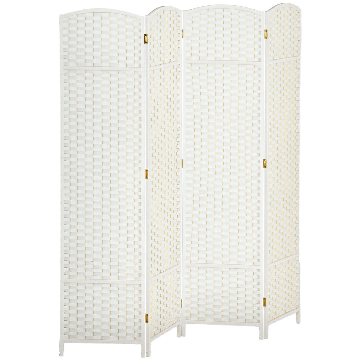 Folding Room Divider Screen 4 Panel 5.6 ' Tall Privacy Screen Freestanding Room Partition for Home Office, White
