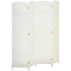 Folding Room Divider Screen 4 Panel 5.6 ' Tall Privacy Screen Freestanding Room Partition for Home Office, White