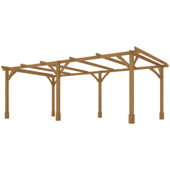 20' x 10' Wood Pergola, Outdoor Gazebo Grape Trellis with Stable Structure for Climbing Plant Support, Dark Brown