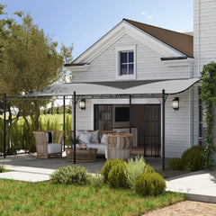 10' x 20' Wall-Mounted Outdoor Pergola Canopy, Metal Patio Canopy with Drainage Holes for Backyard, Garden, Dark Gray