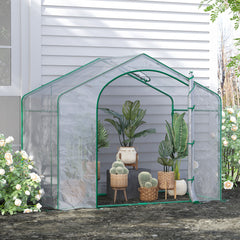 6' x 3' x 5' Portable Walk-in Greenhouse, Plastic Cover, Steel Frame Garden Hot House, Zipper Door, Top Vent for Flowers, Vegetables, Saplings, Tropical Plants, Clear