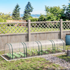 13' L x 3' W x 2.5' H Portable Tunneled Greenhouse with 4 Zippered Doors, Water/UV Fighting PVC Cover, Clear