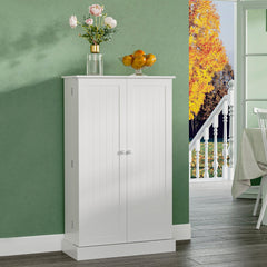 41" Modern Kitchen Pantry Freestanding Storage Cabinet with Double Doors Adjustable Shelves for Living Room - White