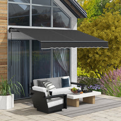 10' x 8' Retractable Awning, 280gsm UV Resistant Sunshade Shelter for Deck, Balcony, Yard, Dark Gray