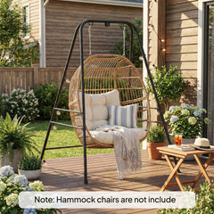 Hammock Chair Stand  Indoor and Outdoor Use with Anti-Slip Foot Pads, 2 Carabiners, Black
