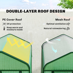 Mini Greenhouse with Screen Roof, Portable Small Greenhouse with Roll-Up Zipper Door, 27.6" x 19.7" x 50", Green