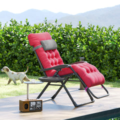 Padded Zero Gravity Chair, Folding Recliner Chair with Cup Holder Cushion, Red