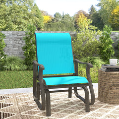Outdoor Glider Chair Patio Glider Swing Chair with Mesh Seat, Steel Frame for Backyard, Garden, Porch, Blue