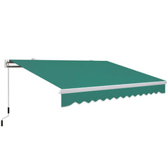 13' x 8' Retractable Awning, Patio Awnings, Sunshade Shelter w/ Manual Crank Handle, UV & Water-Resistant Fabric and Aluminum Frame for Deck, Balcony, Yard, Green