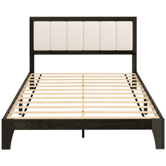 Full Bed Frame with Headboard Full Size Platform Bed Frame with Wooden Slats No Box Spring Needed Charcoal Gray