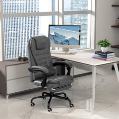 7-Point Vibrating Massage Office Chair High Back Massaging Office Desk Chair with Lumbar Support, Footrest, Gray
