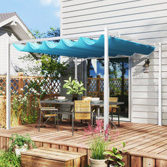 10' x 10' Retractable Pergola Canopy with Magnetic Fixture, UPF30+ Outdoor Pergola, Blue