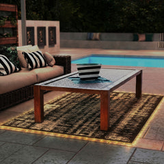 Reversible Outdoor Rug Carpet with LED Lights, Carry Bag & Ground Stakes for Backyard, Deck, Picnic, Beach, 10' x 8'