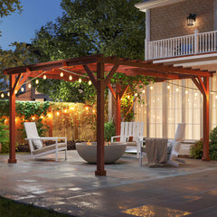 11' x 12.5' Outdoor Wood Pergola with Grape Trellis for Patio, Deck, Backyard, Lawn