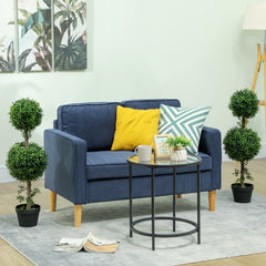 Set of 2 Artificial Ball Boxwood Topiary Trees, Fake Plants in Pot for Indoor Outdoor Living Room Green