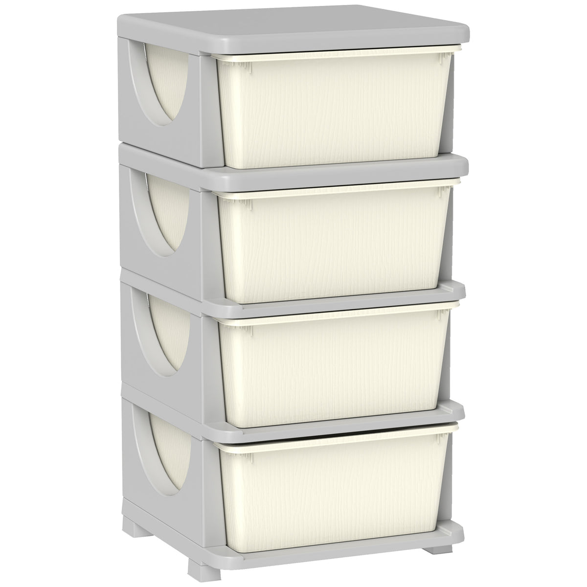 30" 4 Tier Kids Storage Unit Dresser Tower w/ 4 Drawers, Cream White