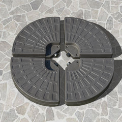 4 Pieces Cantilever Patio Umbrella Base, Fan Shaped Umbrella Weight w/ Built-In Handles & Rugged Material, 148 lbs Water and 220 lbs Water and Sand, Coffee