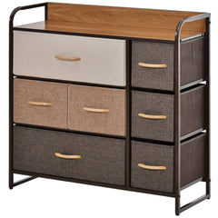 3-Tier Storage Organizer for Bedroom Entryway, 7-Drawer Dresser with Steel Frame for Bedroom, Maple Wood