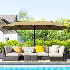 13 ft. Extra Large Patio Umbrella with Easy Crank Handle, Vents for Outdoor, Patio, UPF30+, Coffee