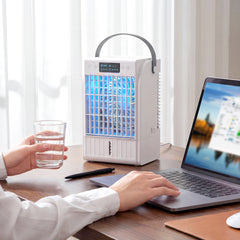 Portable Air Conditioner, 4-in-1 Mini Air Cooler with 4 Wind Speed, 2 Mist Mode, RGB 7 LED Light