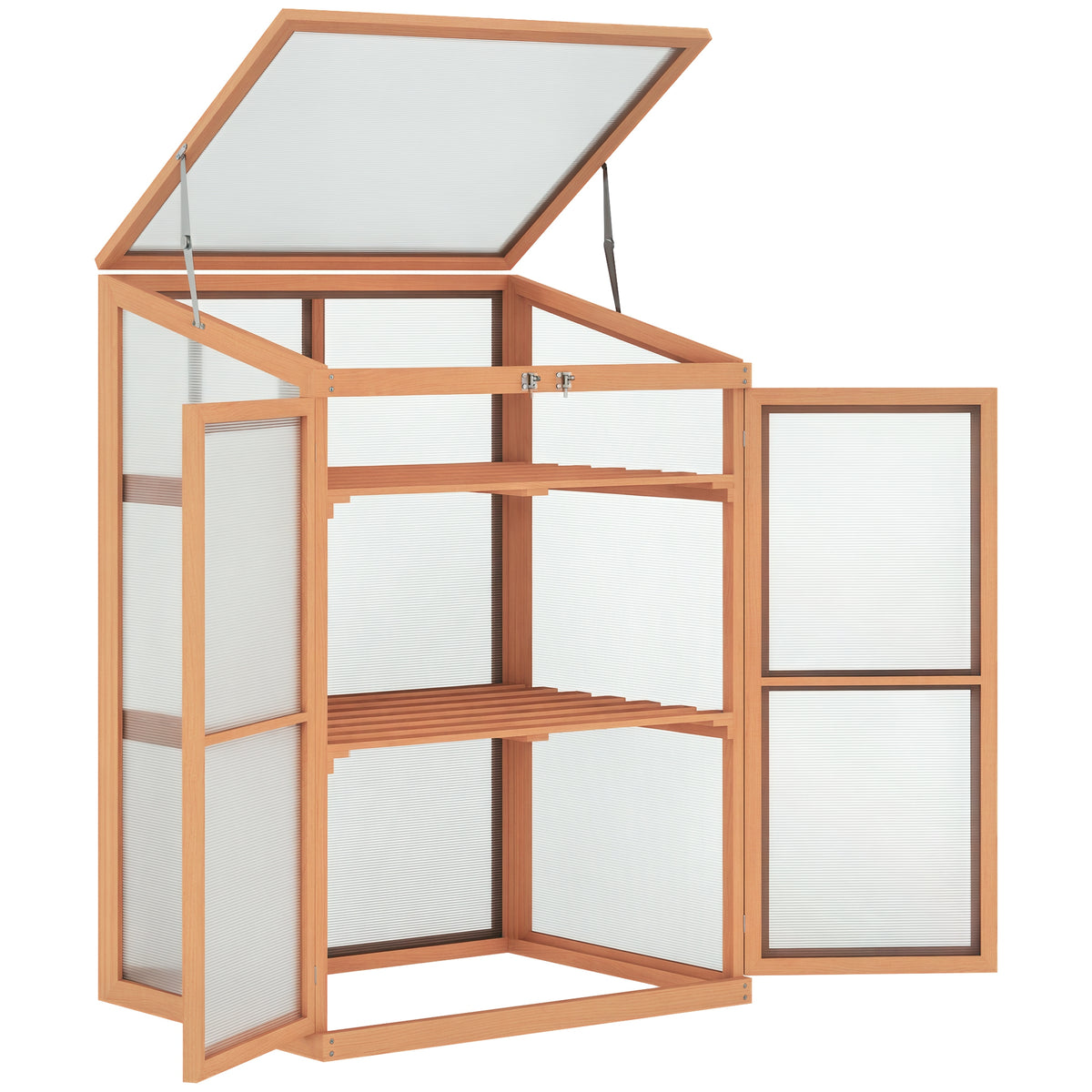 Wooden Cold Frame Greenhouse Small Mini Planter Box, 30" L x 24" W x 44" H, Natural