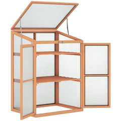 Wooden Cold Frame Greenhouse Small Mini Planter Box, 30" L x 24" W x 44" H, Natural