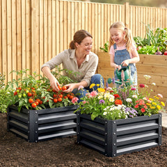 2pc 23.5" Elevated Herb & Vegetable Planting Box Kit w/ Versatile Uses, Dark Gray
