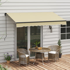 10' x 8' Retractable Awning, 280gsm UV Resistant Sunshade Shelter for Deck, Balcony, Yard, Beige