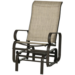 Gliding Lounger Chair, Single Rocker with Lightweight Metal & Mesh Construction, Tan