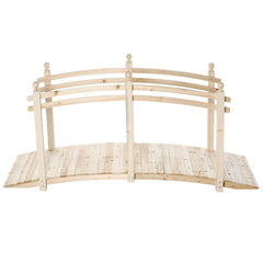 Wooden Arch Garden Bridge, Safety Rails for Backyard Ponds, Creeks, Streams, 7.5' , Natural