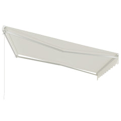 12' x 10' Electric Awning, Retractable Awning, UV Protection Sun Shade Shelter with Remote Controller and Manual Crank Handle for Deck, Balcony, Yard, Cream White