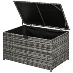 113 Gallon Outdoor Storage Box, Rattan Deck Box for Indoor, Patio Furniture Cushions, Pool Garden Tools, Dark Gray